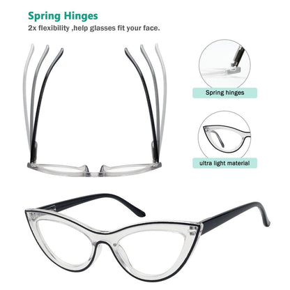 10 Pack Fashion Cat - eye Contrast Color Reading Glasses R2121eyekeeper.com