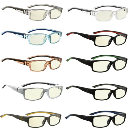 10 Pack Fashion Rectangle Blue Light Filter Reading Glasses UVXM01eyekeeper.com