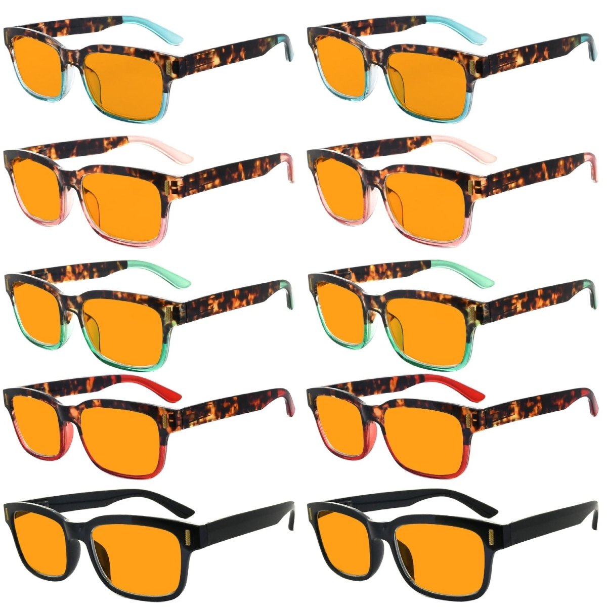 10 Pack Orange Tinted Stylish Blue Light Blocking Reading Glasses DSRT1802eyekeeper.com