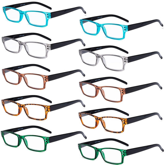 10 Pack Vintage Rectangular Reading Glasses R012Neyekeeper.com