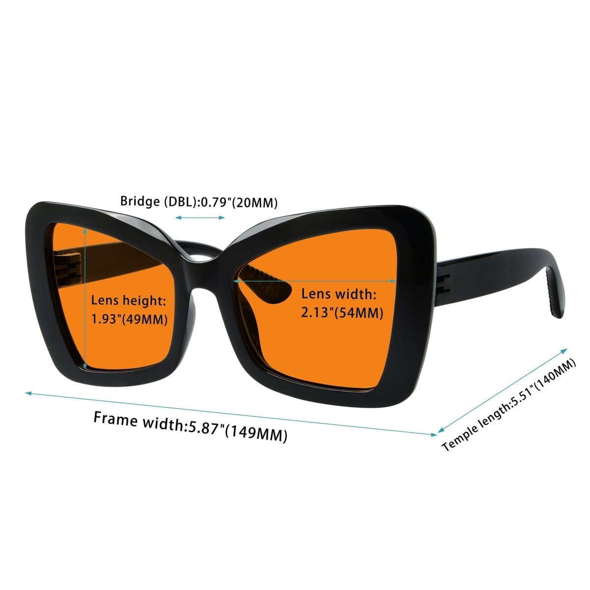 100% Blue Blocking Glasses Cat - eye Orange Lens Metalless Screwless R2315 - B98eyekeeper.com