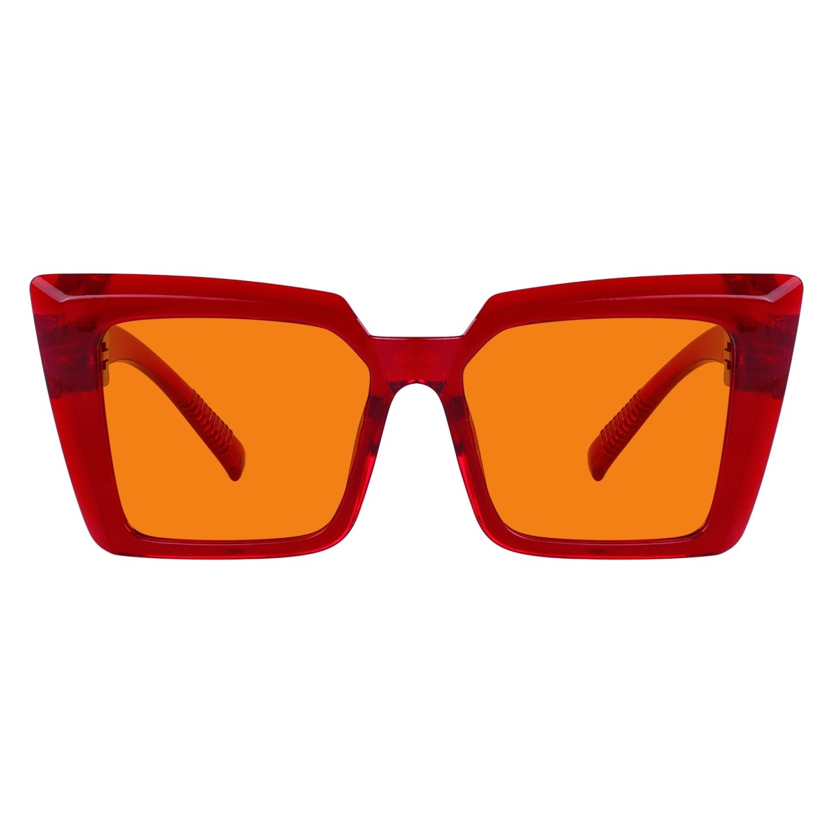 100% Blue Blocking Glasses Oversize Orange Lens Cat - eye Metalless Screwless Eyewear NR2141 - B98eyekeeper.com