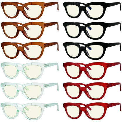 12 Pack Cat - eye Half Moon Blue Light Filter Reading Glasses UV2102eyekeeper.com