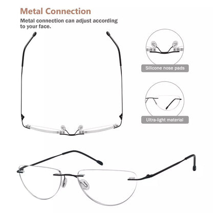 12 Pack Rimless Reading Glasses Half Moon Lightweight Readers RL2eyekeeper.com