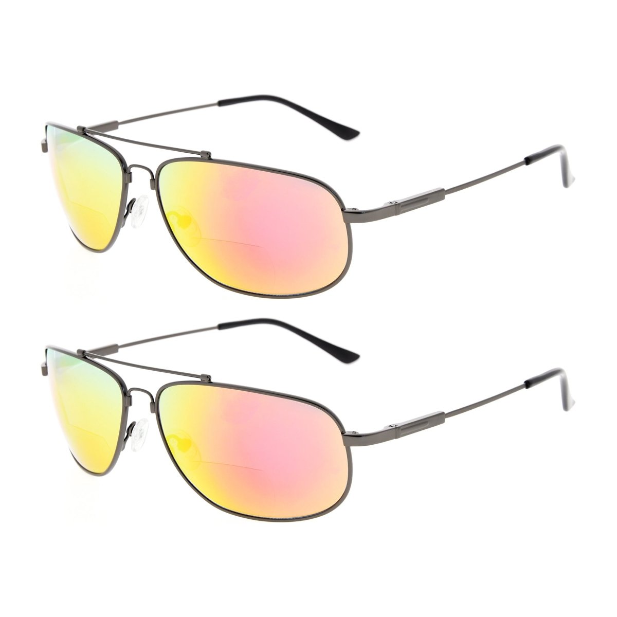 2 Pack Modern Metal Bifocal Reading Sunglasses Chic Readers SG1803eyekeeper.com