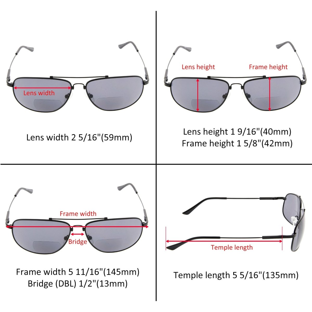 2 Pack Modern Metal Bifocal Reading Sunglasses Chic Readers SG1803eyekeeper.com