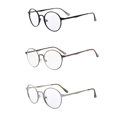 3 Pack Vintage Round Reading Glasses Readers R15044