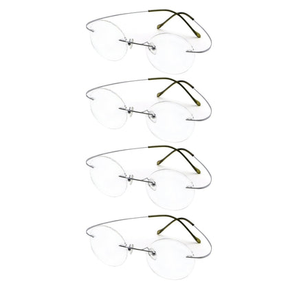 4 Pack Lightweight Round Rimless Eyeglasses Y43eyekeeper.com