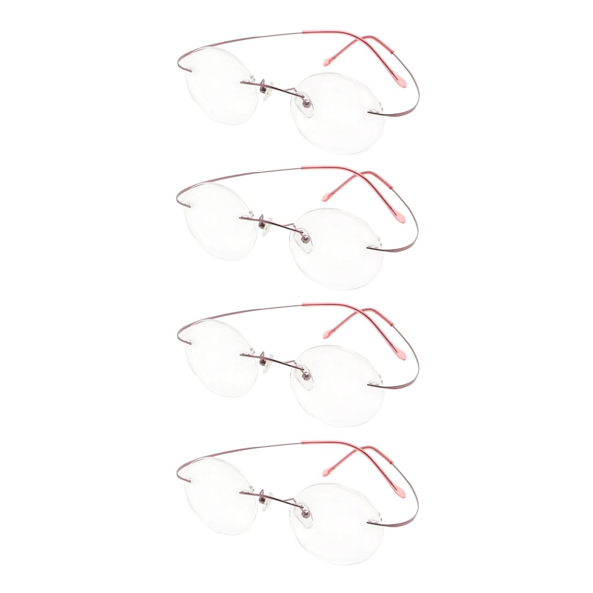 4 Pack Lightweight Round Rimless Eyeglasses Y43eyekeeper.com