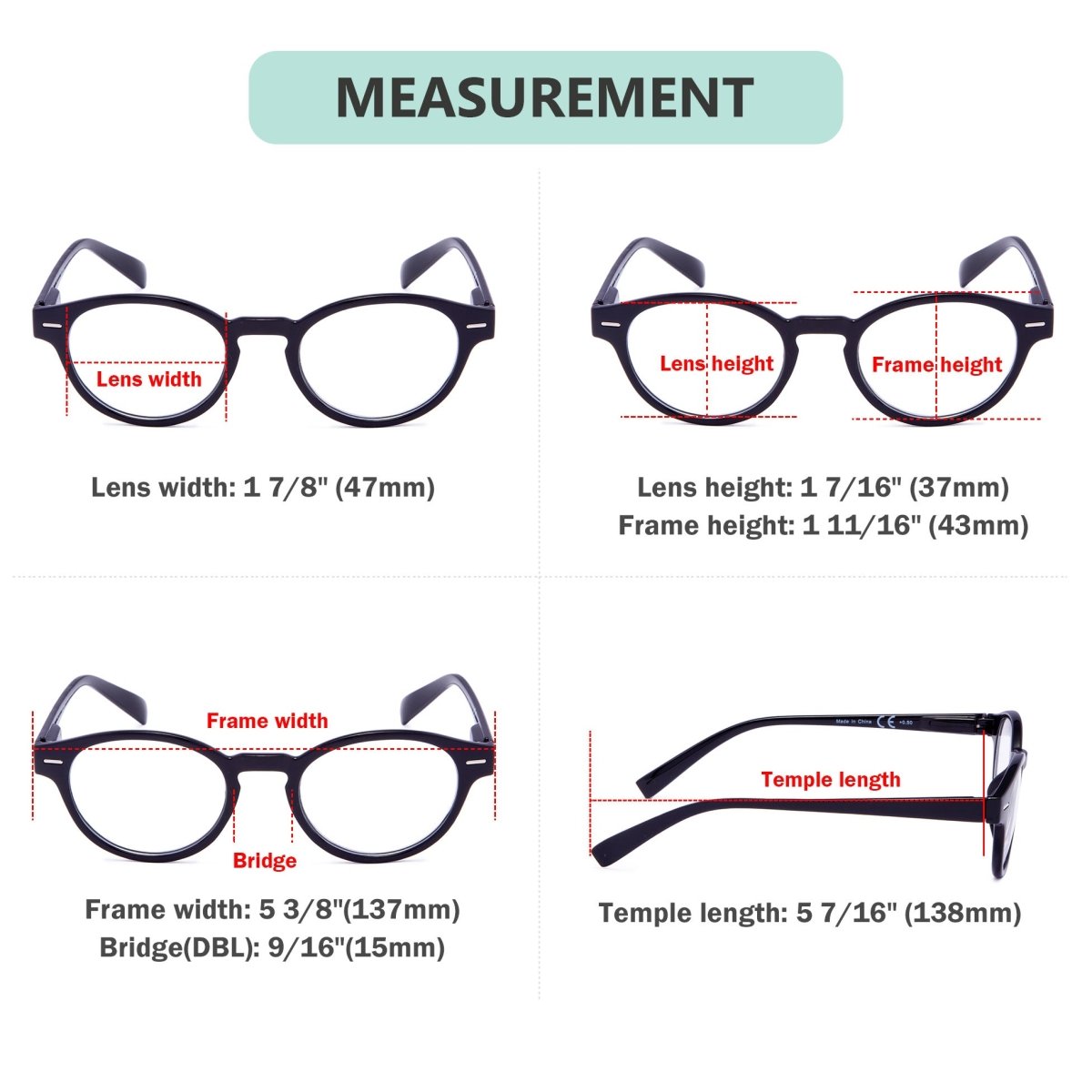 4 Pack Oval Reading Glasses Retro Readers R091eyekeeper.com