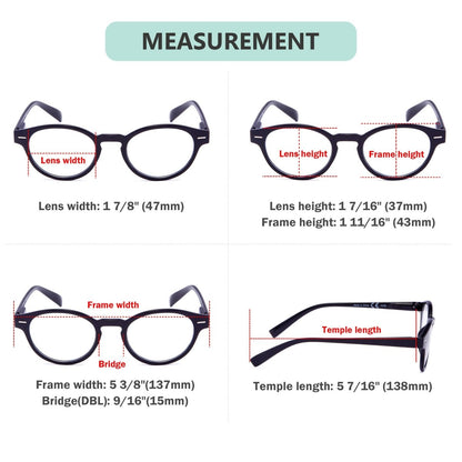 4 Pack Oval Reading Glasses Retro Readers R091eyekeeper.com