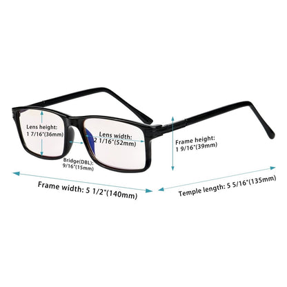 4 Pack Rectangle Blue Light Filter Reading Glasses CGTR007eyekeeper.com