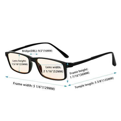 4 Pack Rectangle Blue Light Filter Reading Glasses CGTR012eyekeeper.com