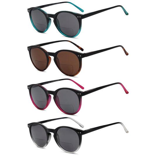 4 Pack Stylish Round Bifocal Reading Sunglasses S005eyekeeper.com