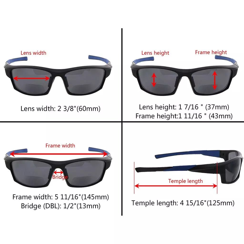 5 Pack TR90 Sports Bifocal Sunglasses Sunshine Readers SG904eyekeeper.com