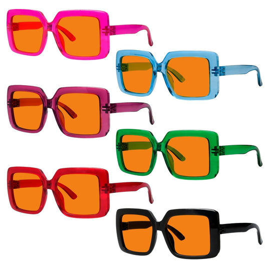 6 Pack 100% Blue Blocking Orange Glasses for Sleep Metalless Screwless R2311 - B98eyekeeper.com