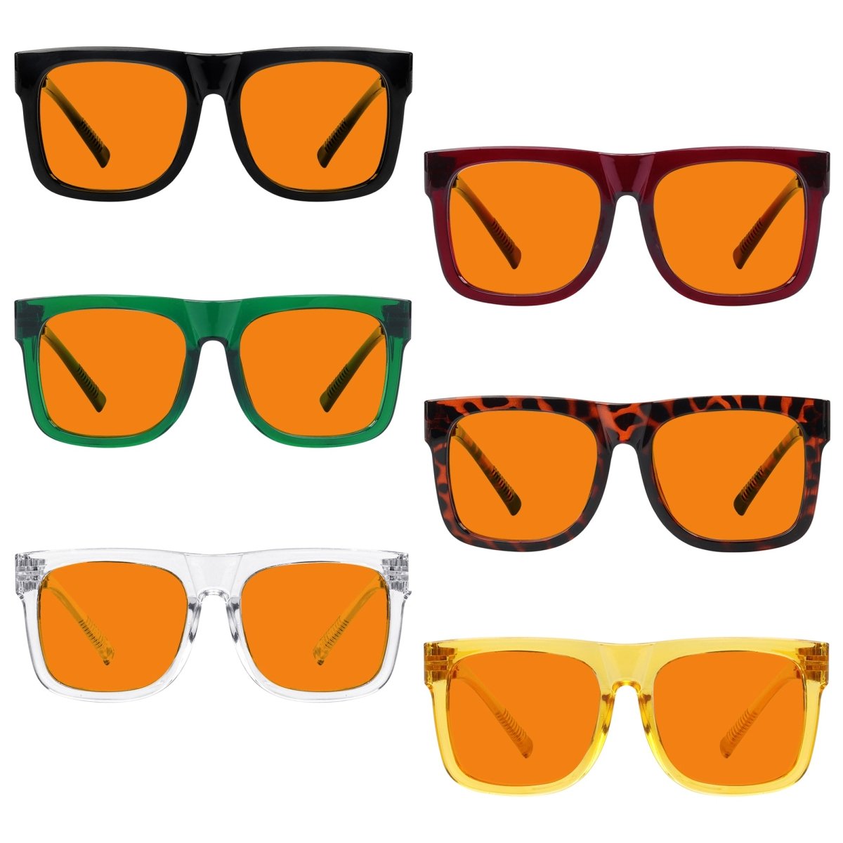 6 Pack 100% Blue Blocking Orange Glasses Nighttime Metalless Screwless Eyewear NR2316 - B98eyekeeper.com