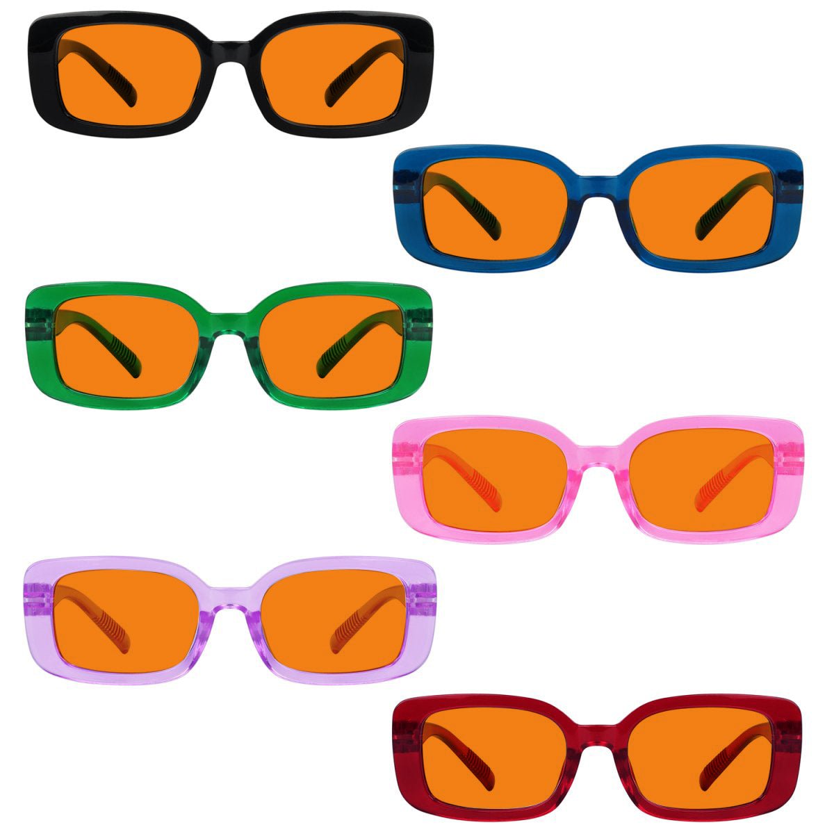 6 Pack 100% Blue Light Blocking Orange Glasses Metalless Screwless R2502 - B98eyekeeper.com