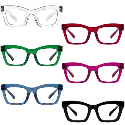 6 Pack 30% Blue Light Blocking Metalless Screwless Cat - eye Glasses R2308 - B15eyekeeper.com