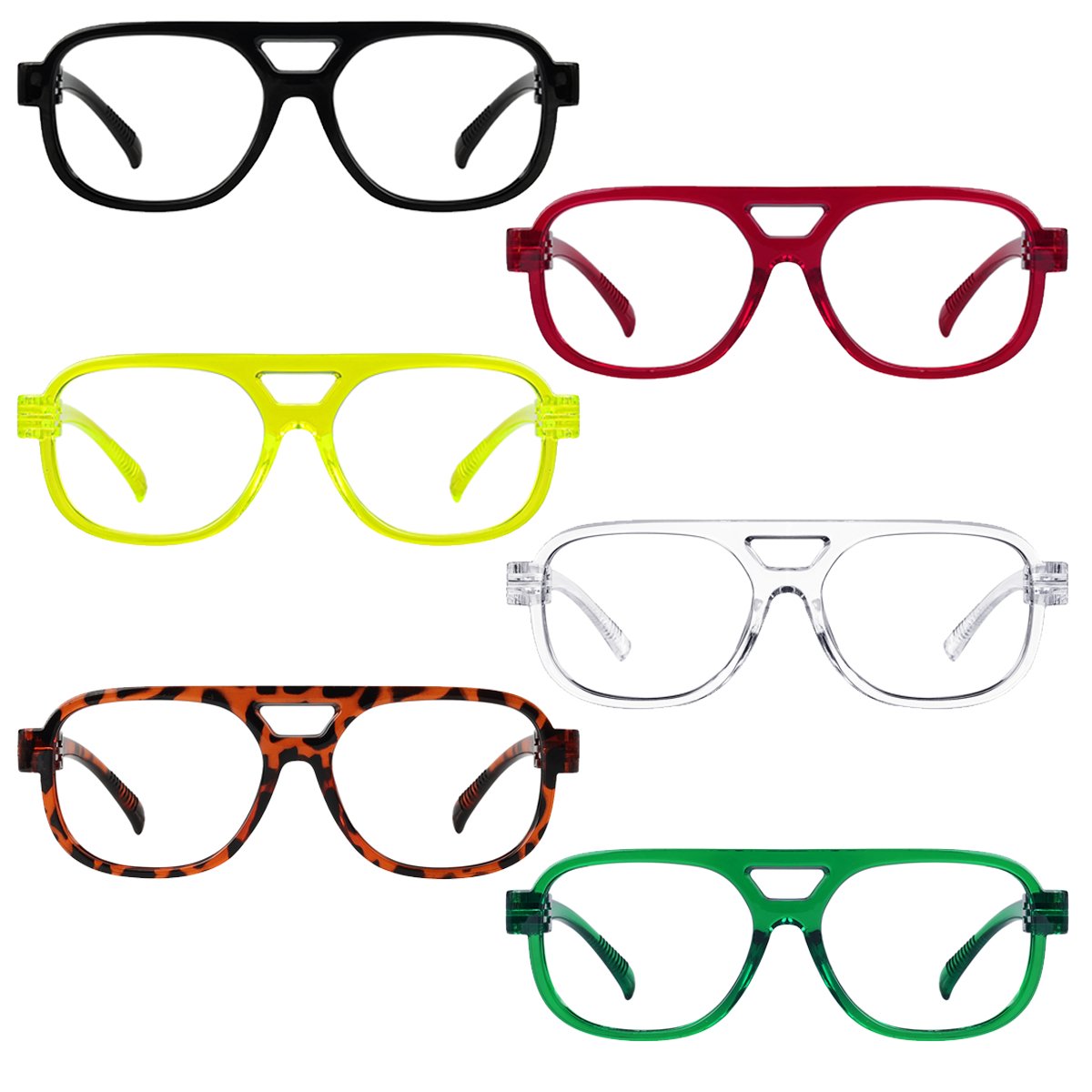 6 Pack 30% Blue Light Blocking Pilot Metalless Screwless Glasses R2515 - B15eyekeeper.com