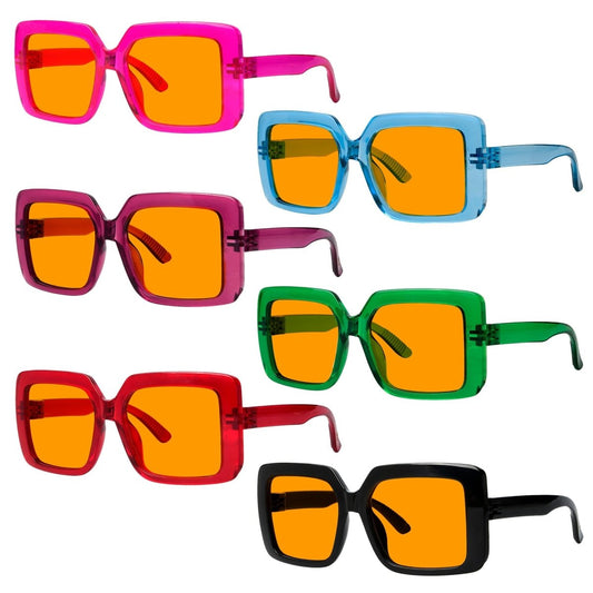 6 Pack Blue Blocking Orange Glasses for Sleep Metalless Screwless Eyewear R2311 - B98eyekeeper.com