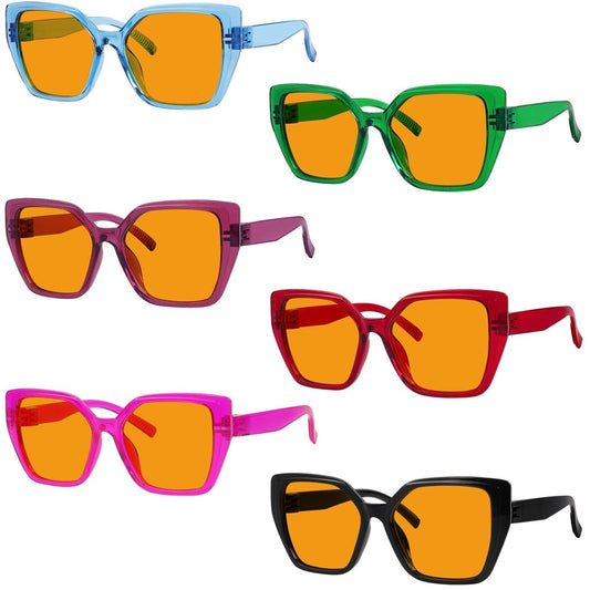 6 Pack Blue Blocking Orange Glasses Metalless Screwless Nighttime Eyewear R2314 - B98eyekeeper.com