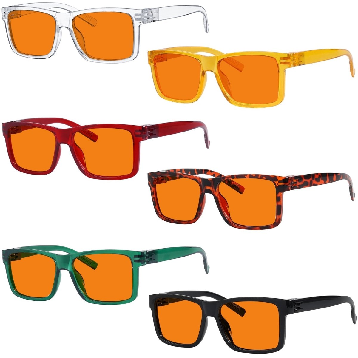 6 Pack Oversize 100% Blue Light Blocking Nighttime Glasses Metalless R2508 - B98eyekeeper.com