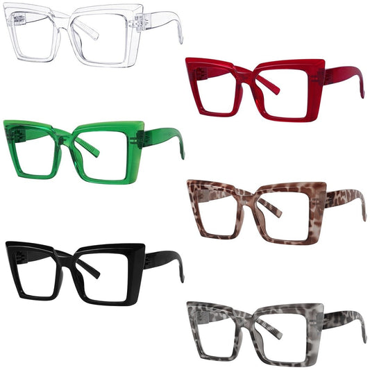 6 Pack Oversized Metalless Screwless Reading Glasses Large Frame Readers NR2141eyekeeper.com