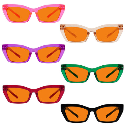 6 Pack 100% Blue Blocking Orange Glasses Metalless Screwless Cat - eye Eyewear R2516 - B98eyekeeper.com