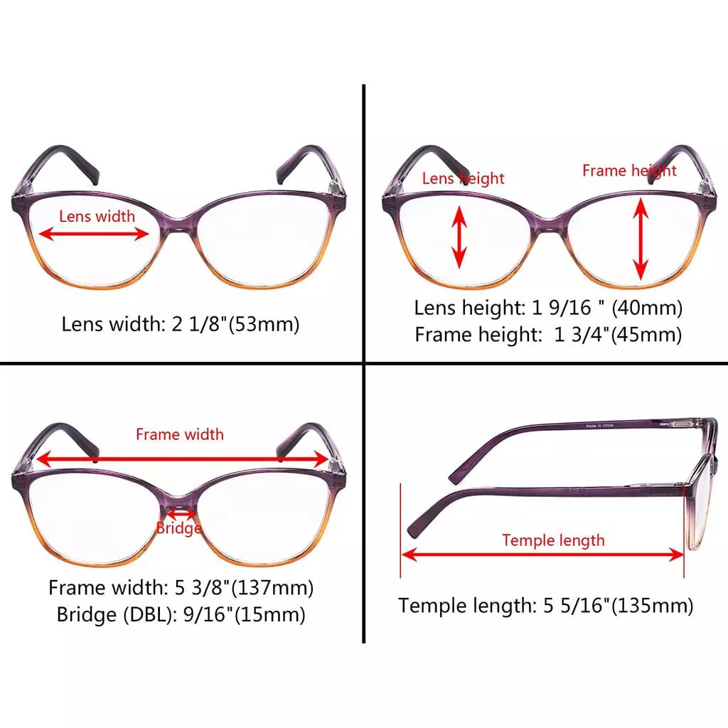 10 Pack Cat Eye Design Reading Glasses Two-tone Readers RFH2