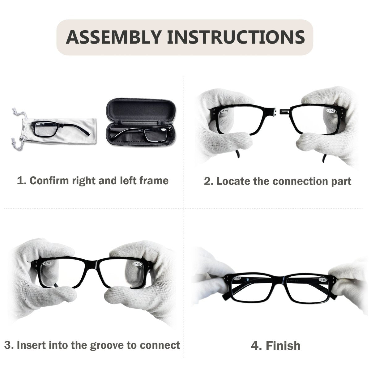 (Must Buy Both Eye) Reading Glasses with Different Strength for Each Eye PR032 Black Cleareyekeeper.com