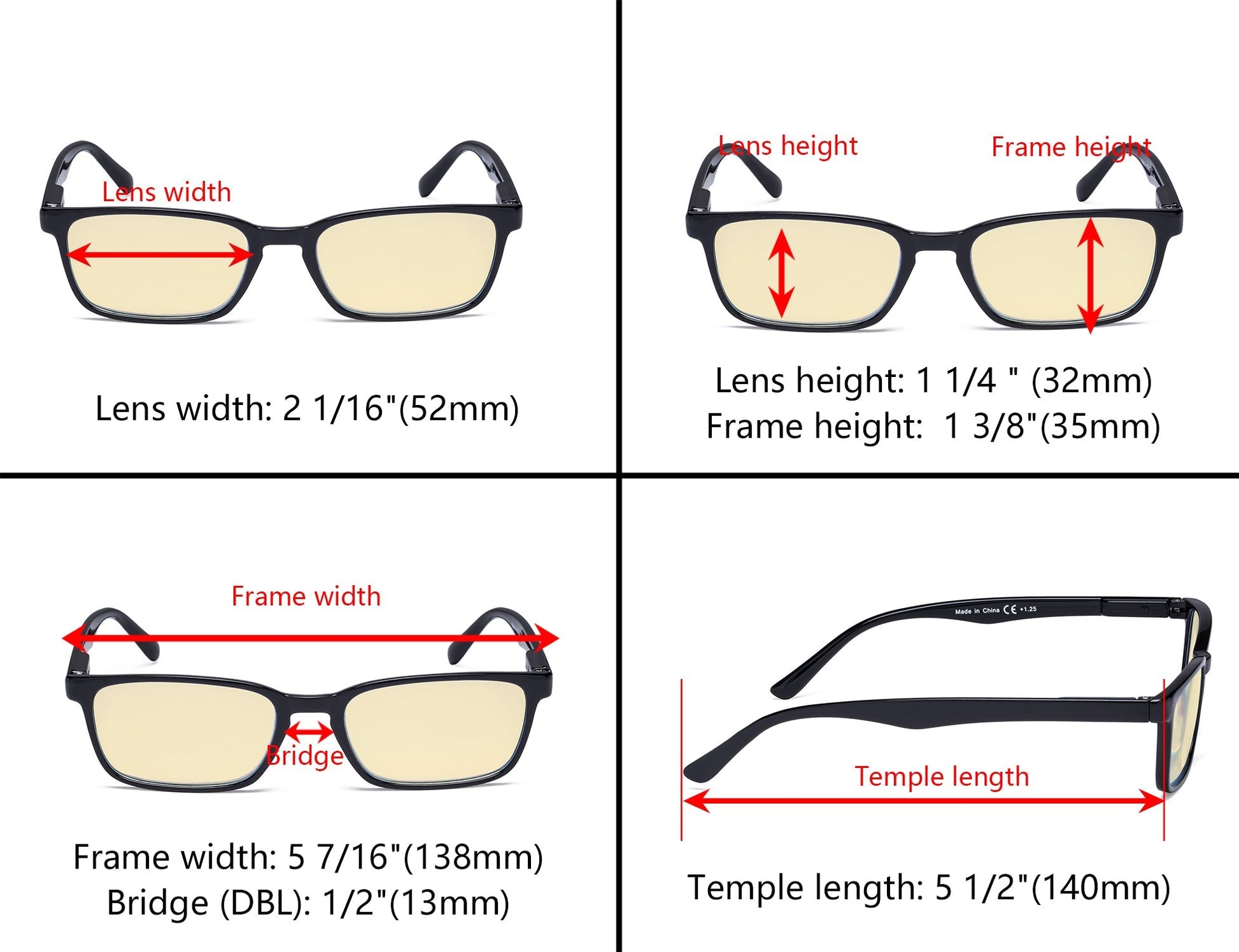 Blue Light Blocking Reading Glasses Dimension