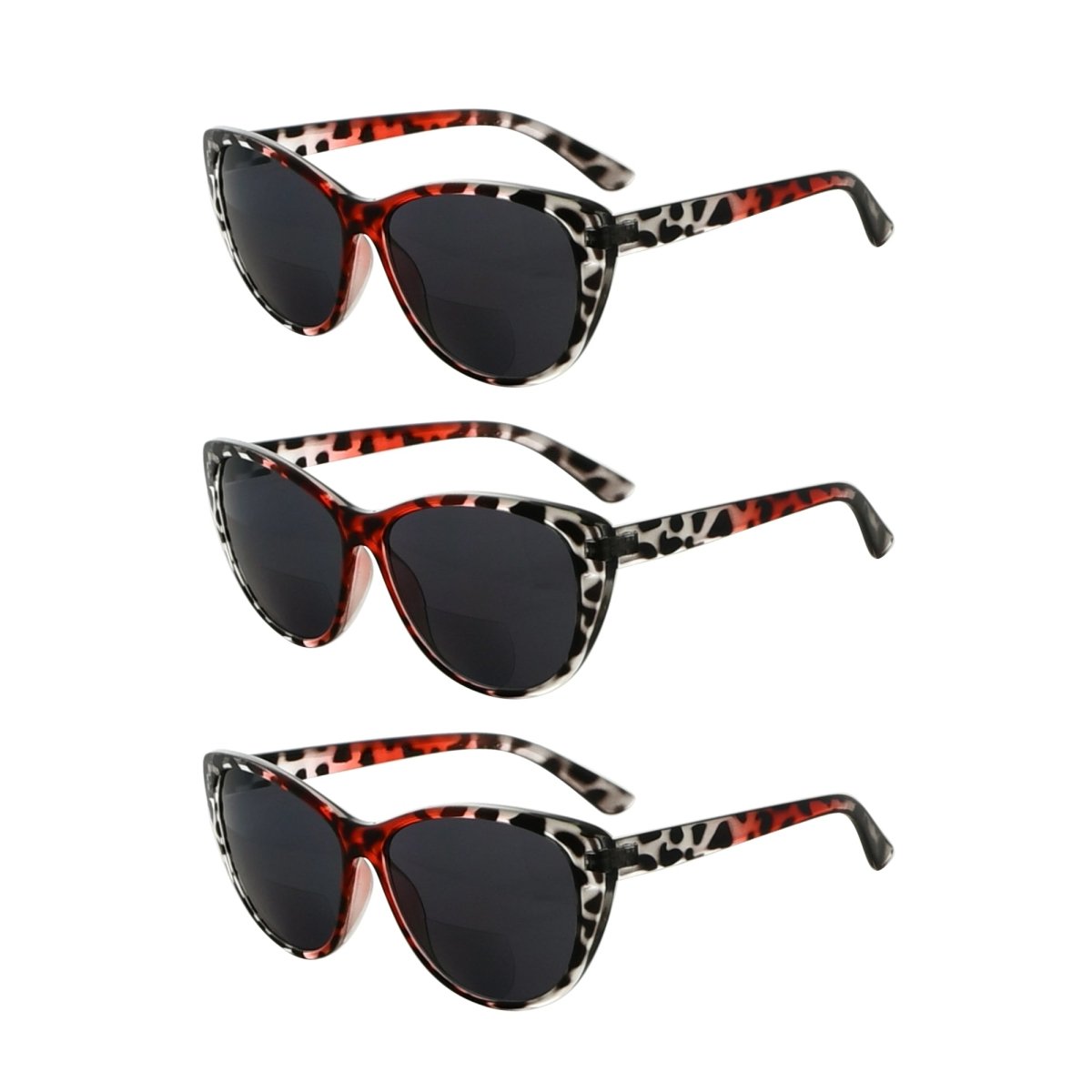 Cat-eye Bifocal Reading Sunglasses Black Red Tortoise S033