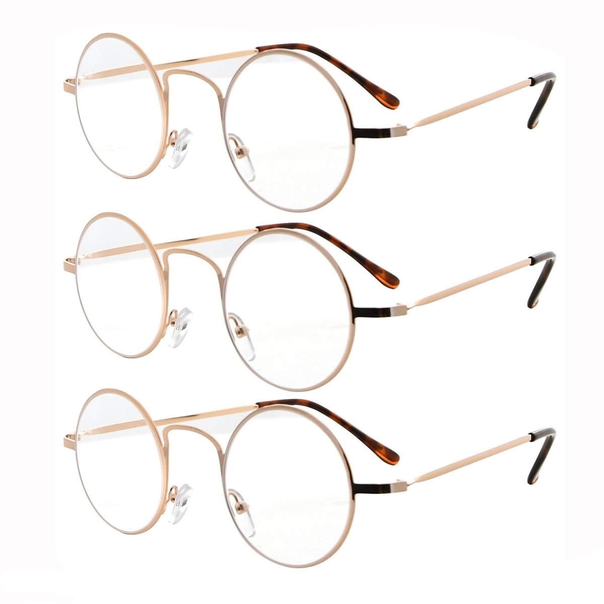 3 Pack Lightweight Round Metal Reading Glasses R15025eyekeeper.com