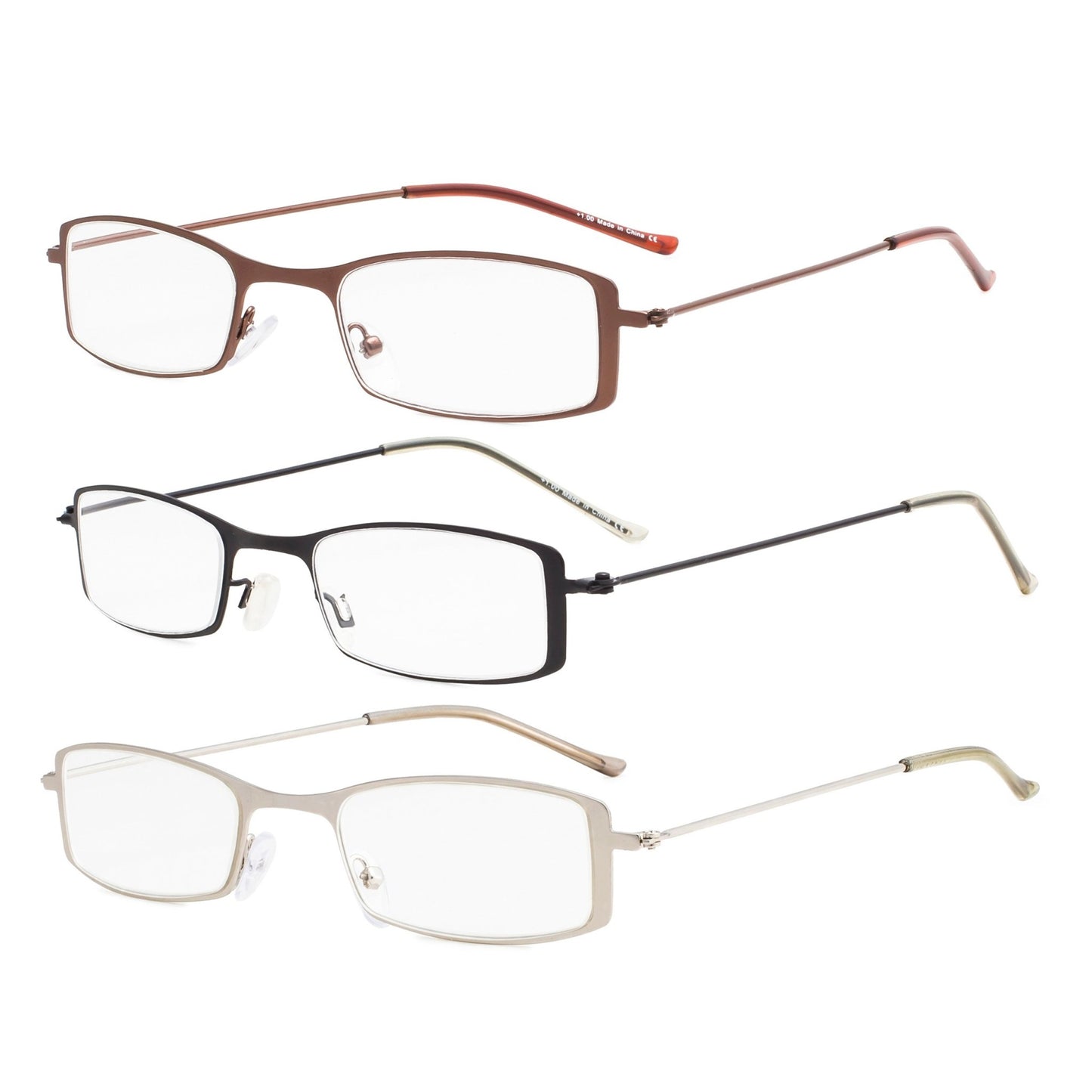 3 Pack Stainless Steel Lightweight Reading Glasses R15005