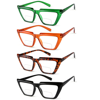 4 Pack Fashion Cat-eye Bifocal Reading Glasses Women BR2138