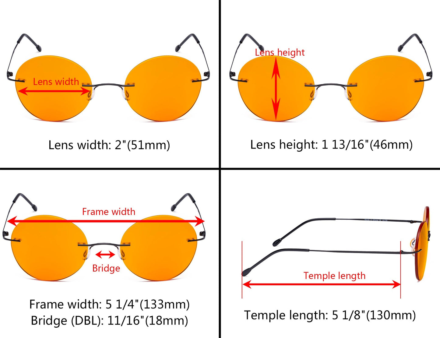 Frameless Round Blue Light Blocking Reading Glasses DSWK9910