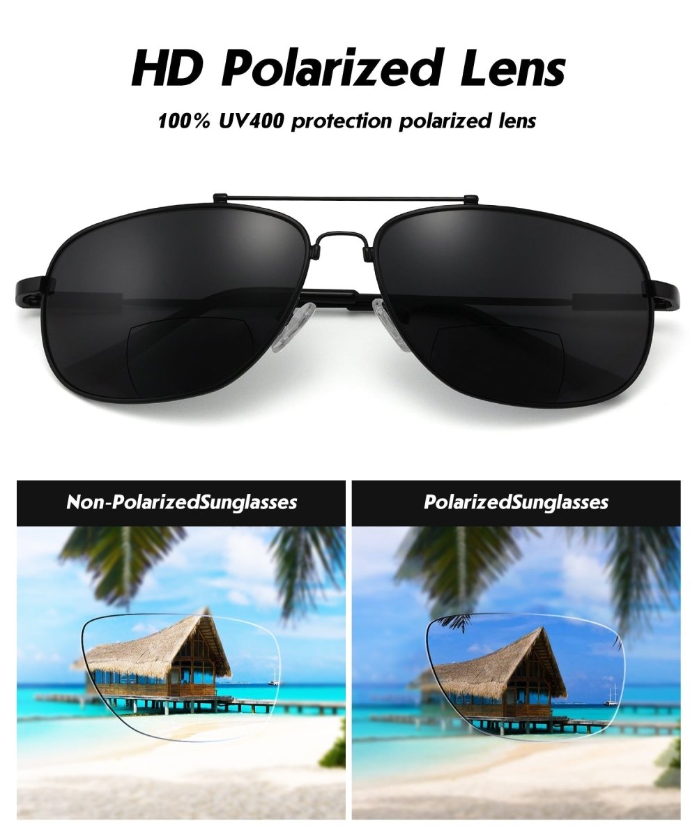 Pilot Style Metal Polarized Bifocal Sunglasses PGSG1803eyekeeper.com